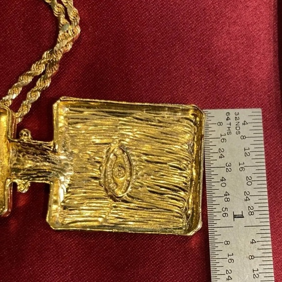 18" 14K Solid Gold Twisted Chain Necklace w CHANEL GP Perfume Bottle Pendant - Picture 8 of 8